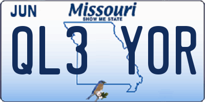 MO license plate QL3Y0R