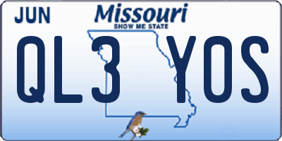 MO license plate QL3Y0S