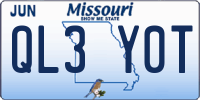 MO license plate QL3Y0T