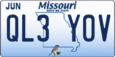 MO license plate QL3Y0V