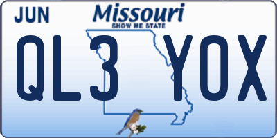 MO license plate QL3Y0X