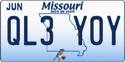 MO license plate QL3Y0Y