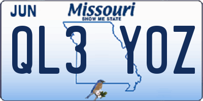 MO license plate QL3Y0Z