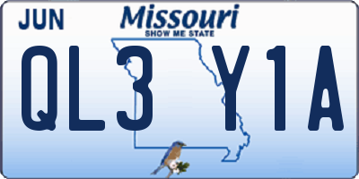 MO license plate QL3Y1A