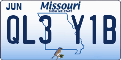 MO license plate QL3Y1B