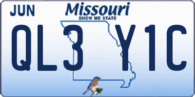 MO license plate QL3Y1C