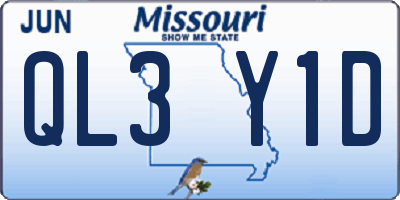 MO license plate QL3Y1D