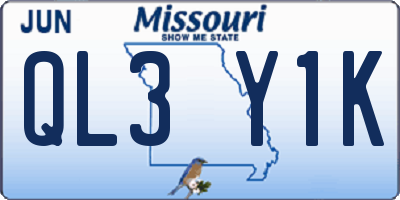 MO license plate QL3Y1K