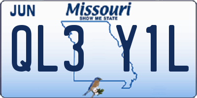 MO license plate QL3Y1L