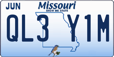 MO license plate QL3Y1M
