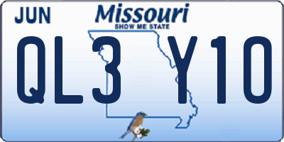 MO license plate QL3Y1O