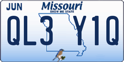 MO license plate QL3Y1Q