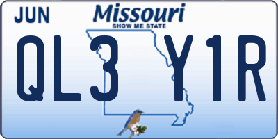 MO license plate QL3Y1R