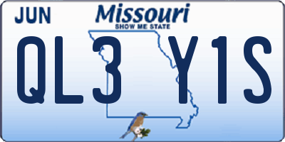 MO license plate QL3Y1S