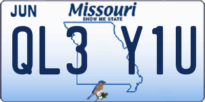 MO license plate QL3Y1U