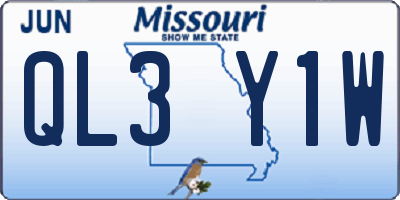 MO license plate QL3Y1W
