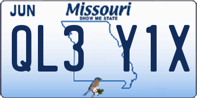 MO license plate QL3Y1X