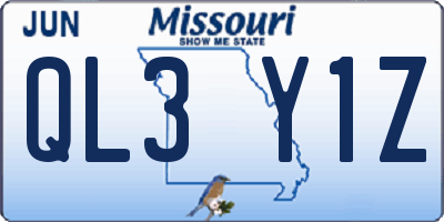 MO license plate QL3Y1Z