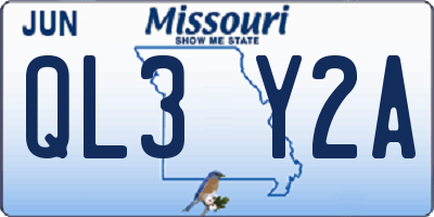 MO license plate QL3Y2A
