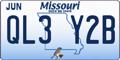 MO license plate QL3Y2B