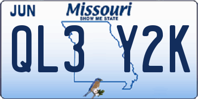 MO license plate QL3Y2K