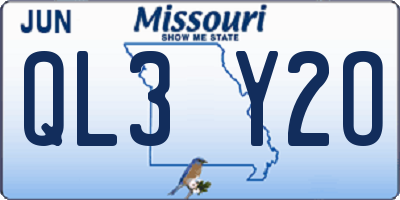 MO license plate QL3Y2O