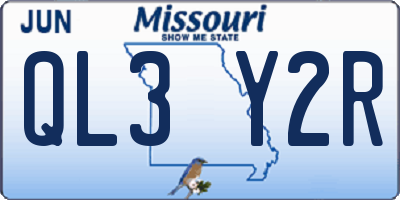 MO license plate QL3Y2R