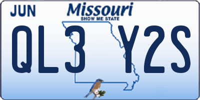 MO license plate QL3Y2S