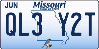 MO license plate QL3Y2T
