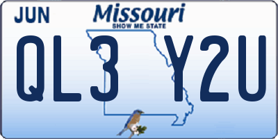 MO license plate QL3Y2U