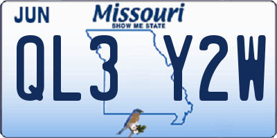 MO license plate QL3Y2W