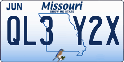 MO license plate QL3Y2X