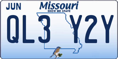 MO license plate QL3Y2Y