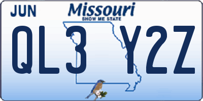 MO license plate QL3Y2Z