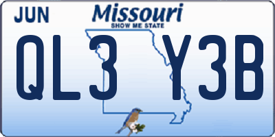 MO license plate QL3Y3B