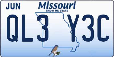 MO license plate QL3Y3C