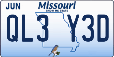 MO license plate QL3Y3D