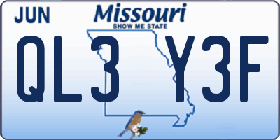 MO license plate QL3Y3F