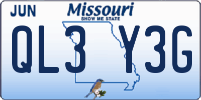 MO license plate QL3Y3G