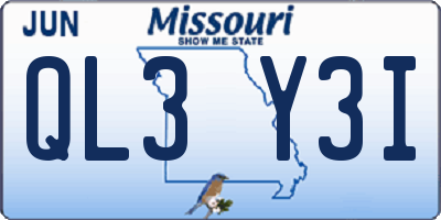MO license plate QL3Y3I