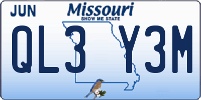 MO license plate QL3Y3M