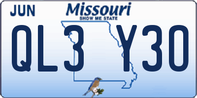 MO license plate QL3Y3O