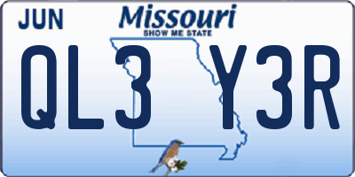 MO license plate QL3Y3R