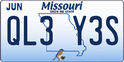 MO license plate QL3Y3S