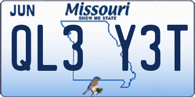 MO license plate QL3Y3T