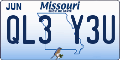 MO license plate QL3Y3U