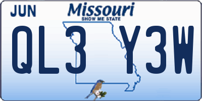 MO license plate QL3Y3W