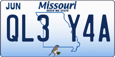 MO license plate QL3Y4A