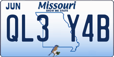 MO license plate QL3Y4B