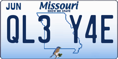 MO license plate QL3Y4E
